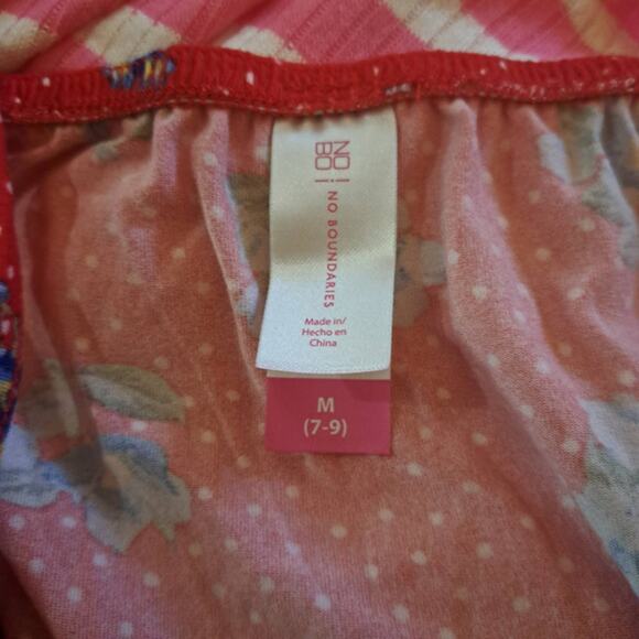 No Boundaries Womens Spaghetti Strap V neck Mini Dress Red Floral‎ Size M/7-9 - Picture 4 of 4